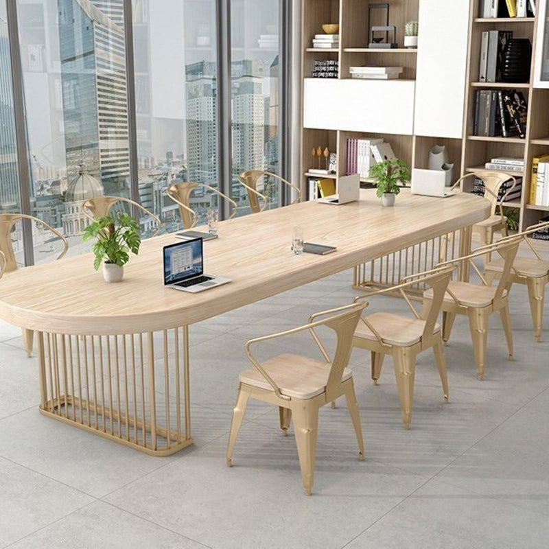 Industrial Solid Wood Office Desk Oval Writing Desk for Office