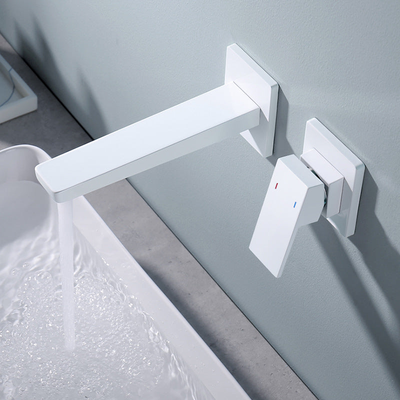 Lever Handle Wall Mounted Bathroom Faucet Modern Faucet with Hot and Cold Indication