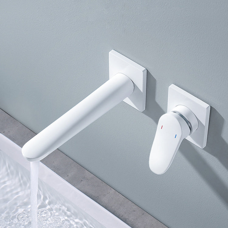 Lever Handle Wall Mounted Bathroom Faucet Modern Faucet with Hot and Cold Indication