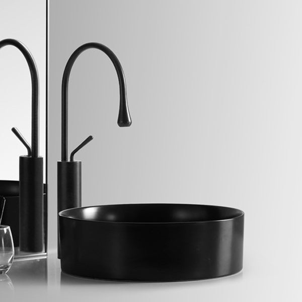 Modern Vessel Sink Round Porcelain with Basin Vessel Lavatory Sink without Faucet