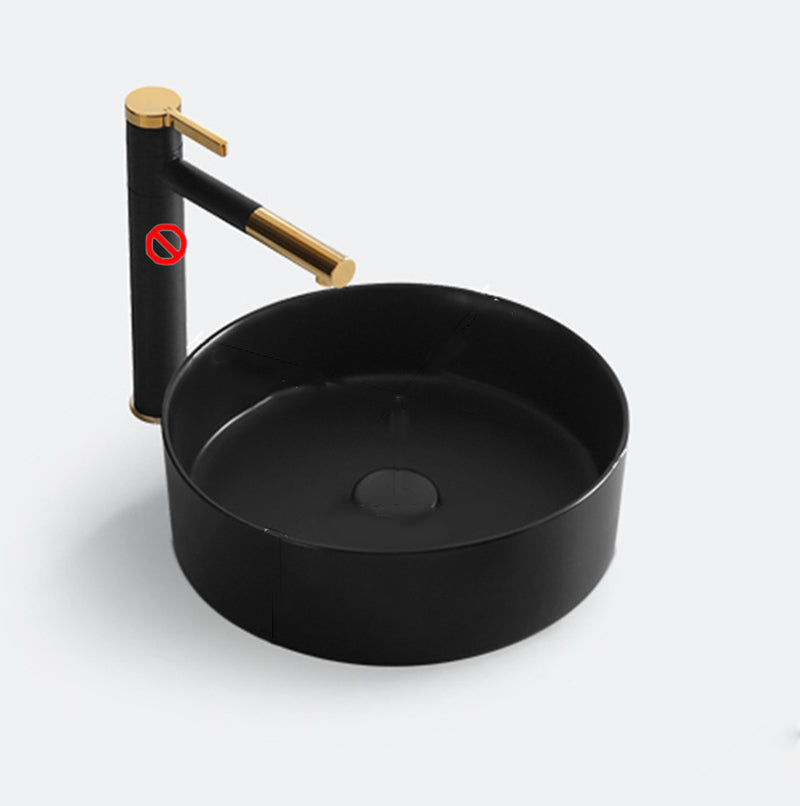 Modern Vessel Sink Round Porcelain with Basin Vessel Lavatory Sink without Faucet