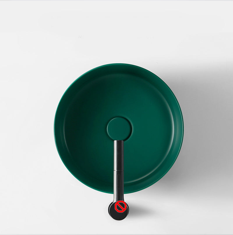 Modern Vessel Sink Round Porcelain with Basin Vessel Lavatory Sink without Faucet