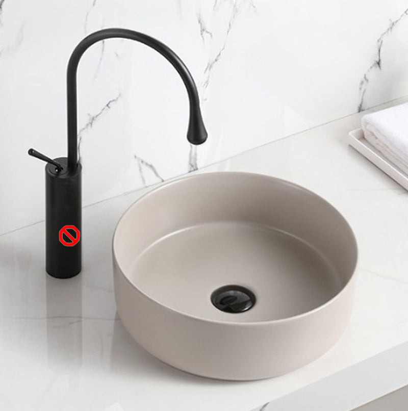Modern Vessel Sink Round Porcelain with Basin Vessel Lavatory Sink without Faucet