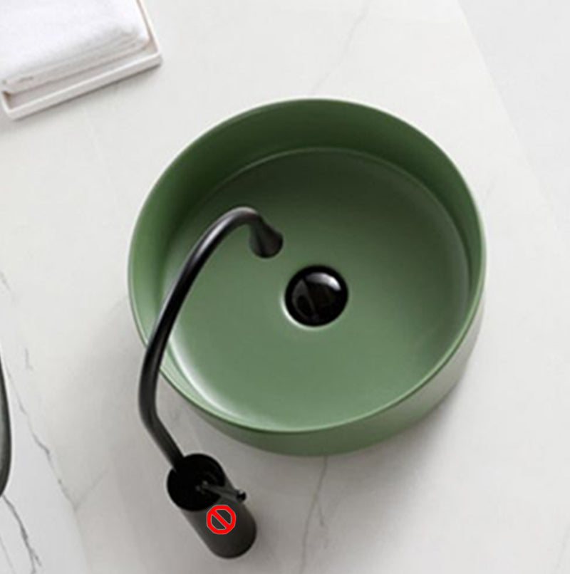 Modern Vessel Sink Round Porcelain with Basin Vessel Lavatory Sink without Faucet