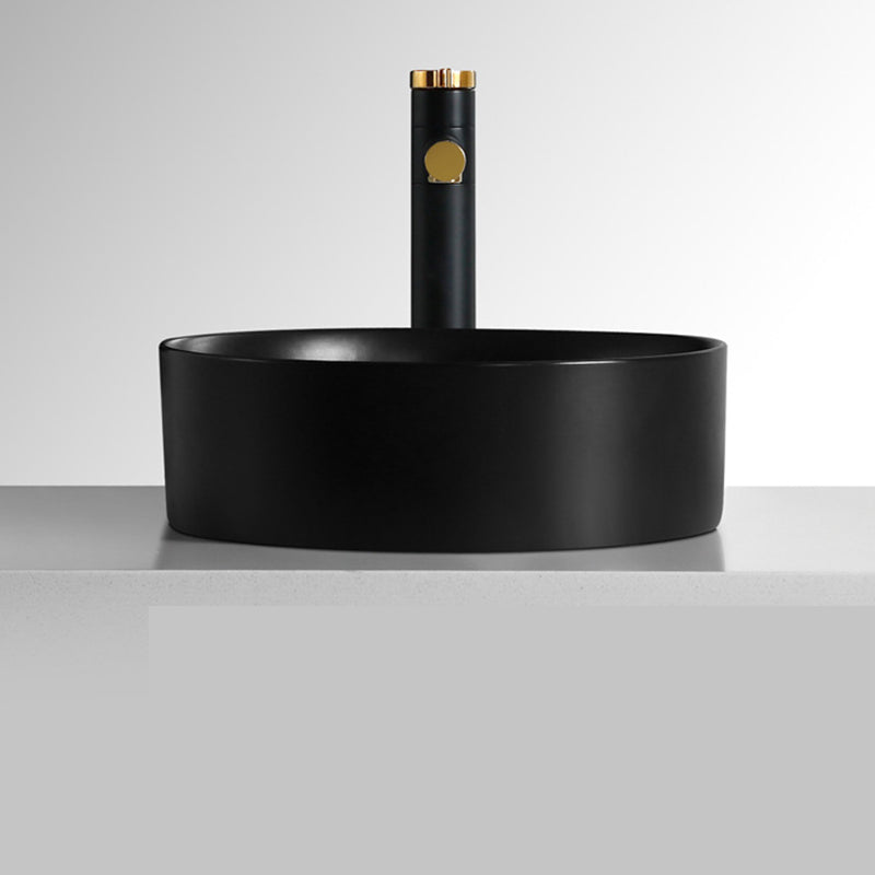 Modern Vessel Sink Round Porcelain with Basin Vessel Lavatory Sink without Faucet