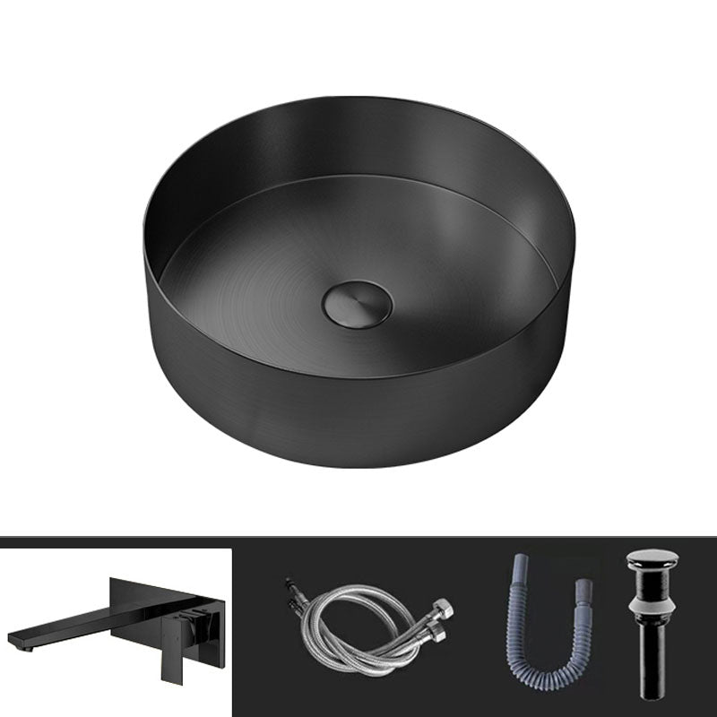 Metal Trough Sink Solid Color Bathroom Sink with Pop-Up Drain
