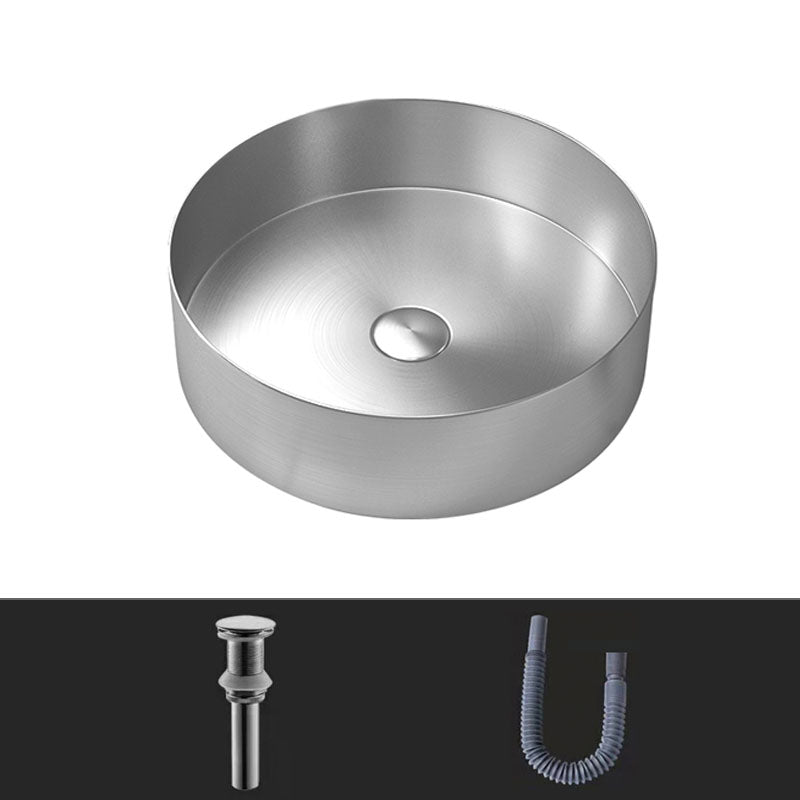 Metal Trough Sink Solid Color Bathroom Sink with Pop-Up Drain