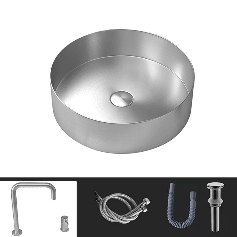 Metal Trough Sink Solid Color Bathroom Sink with Pop-Up Drain