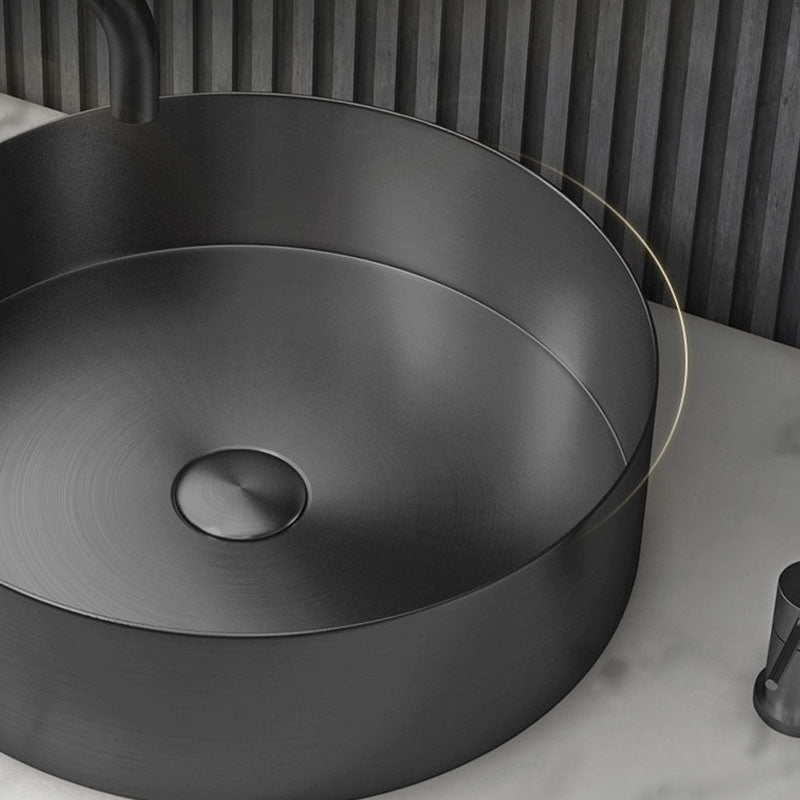 Metal Trough Sink Solid Color Bathroom Sink with Pop-Up Drain