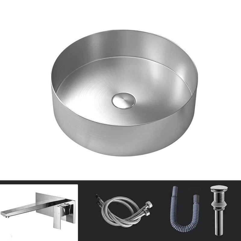 Metal Trough Sink Solid Color Bathroom Sink with Pop-Up Drain