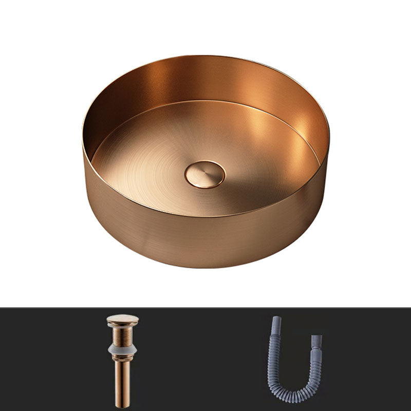 Metal Trough Sink Solid Color Bathroom Sink with Pop-Up Drain