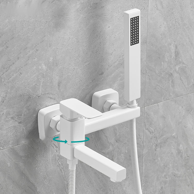 Copper Tub Filler Single Lever Handle Low Arc Swivel Wall Mount Tub Filler with Handshower