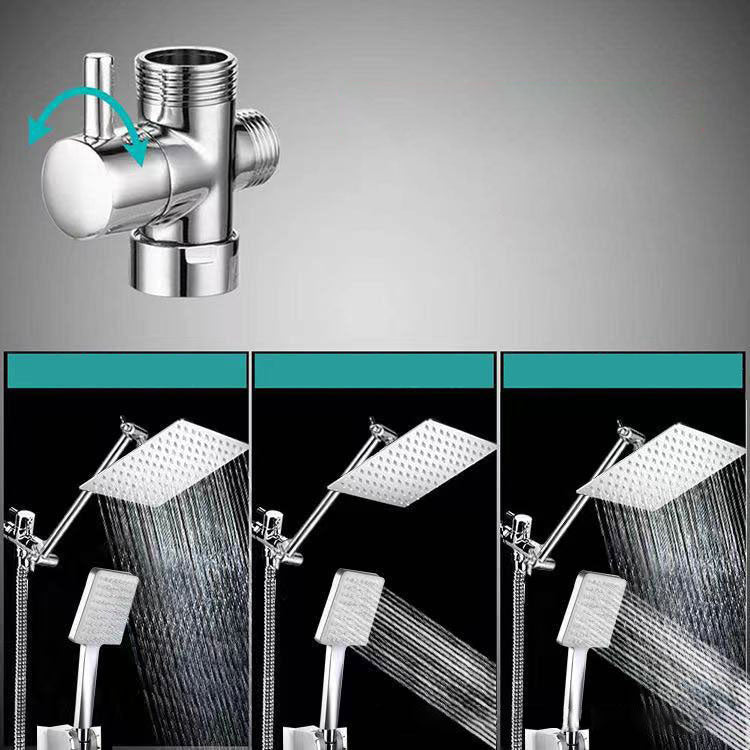 Contemporary Pull Down Dual Shower Head Square High Arch Shower Head Combo in Chrome