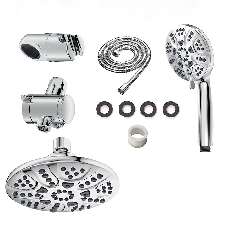 Contemporary Shower Combo Dual Shower Head Chrome Ceiling Mounted Round Shower Head