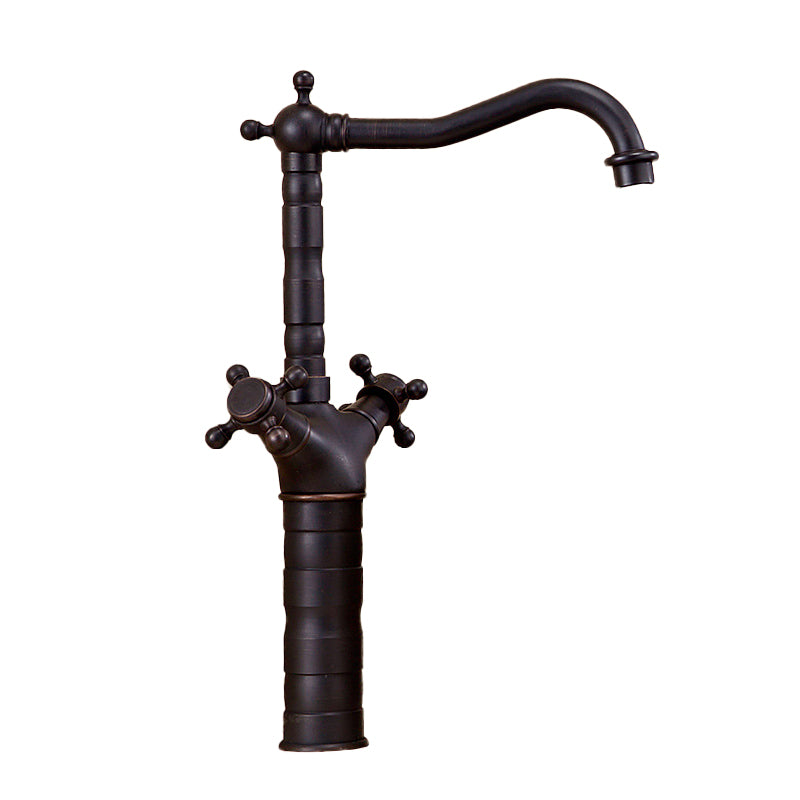 Glam Vessel Sink Bathroom Faucet Brass Cross Handles Swivel Spout Lavatory Faucet