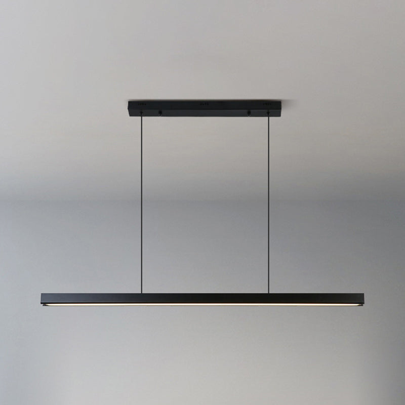 Simple Shape Hanging Island Light Modern Chandelier Light Fixture in Black for Dining Room