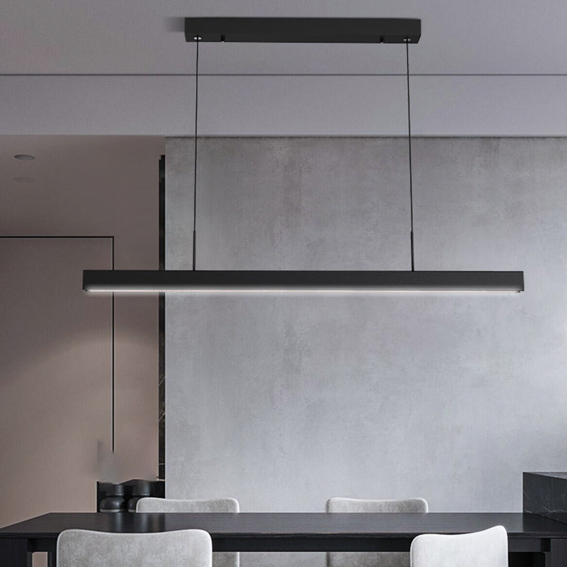 Simple Shape Hanging Island Light Modern Chandelier Light Fixture in Black for Dining Room