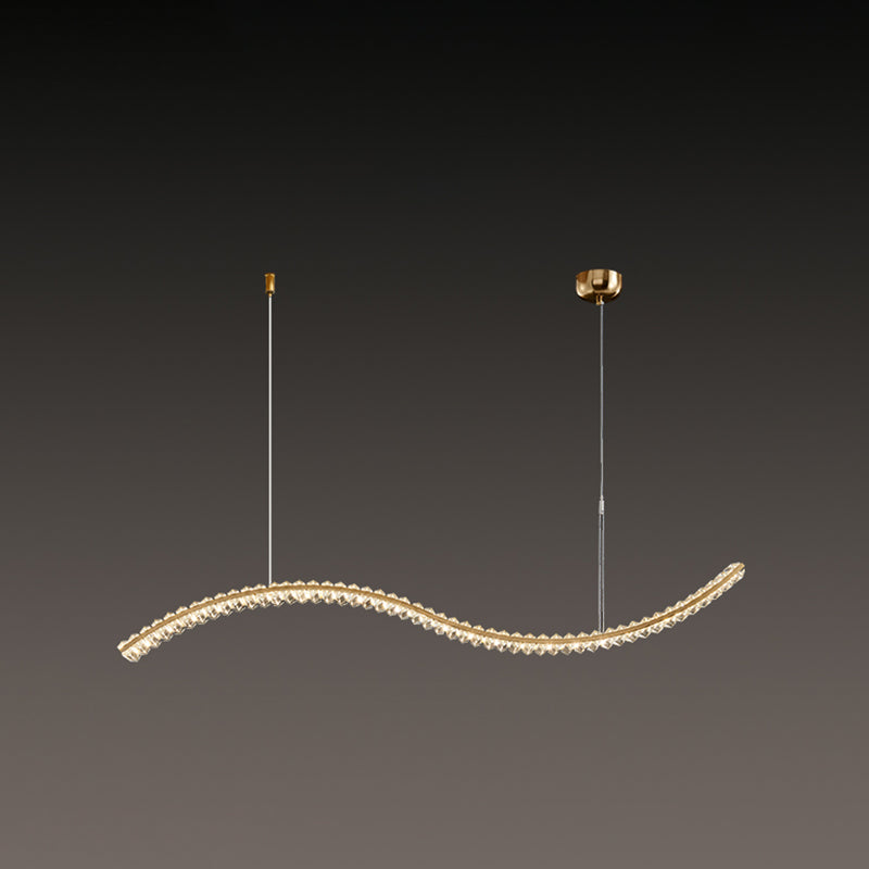 Modern Style Wave Shape Island Pendants Crystal Pendant Lights for Dining Room