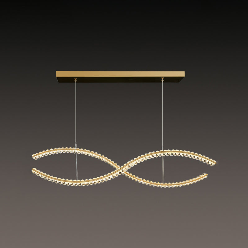 Modern Style Wave Shape Island Pendants Crystal Pendant Lights for Dining Room