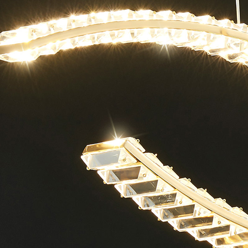 Modern Style Wave Shape Island Pendants Crystal Pendant Lights for Dining Room