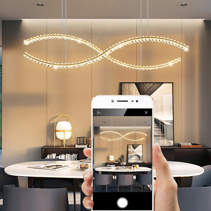 Modern Style Wave Shape Island Pendants Crystal Pendant Lights for Dining Room