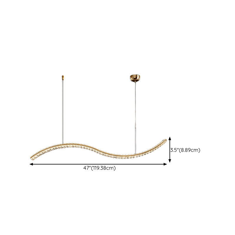 Modern Style Wave Shape Island Pendants Crystal Pendant Lights for Dining Room