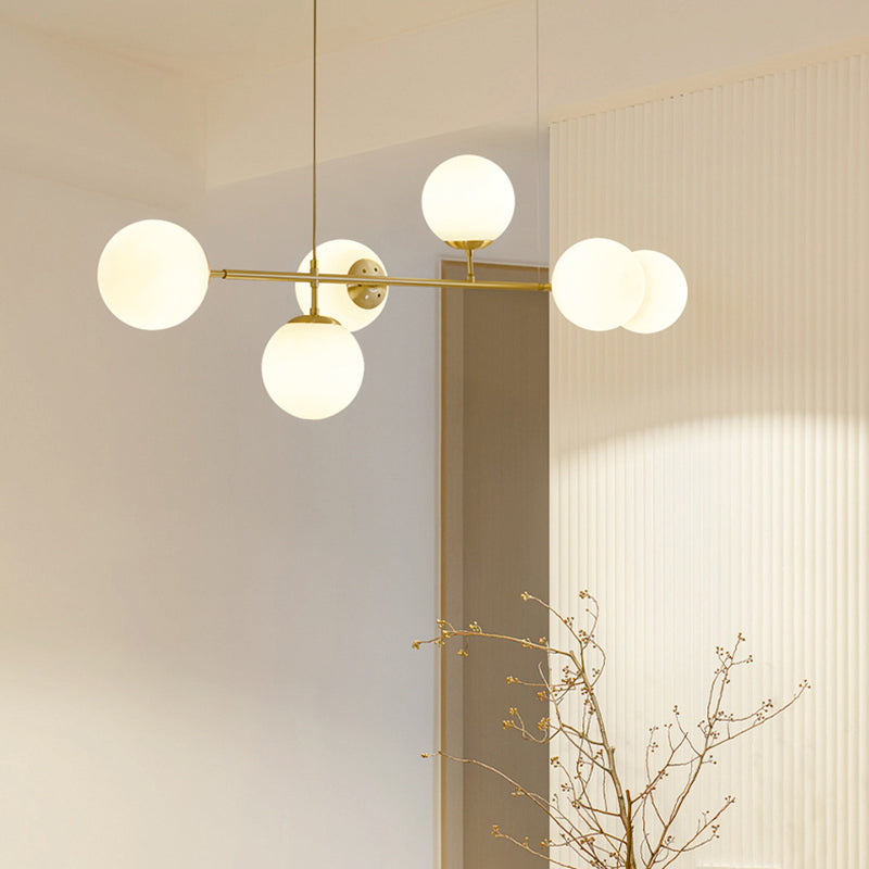 Modern Style Ball Shape Island Pendants Glass Pendant Lights in Gold for Dining Room
