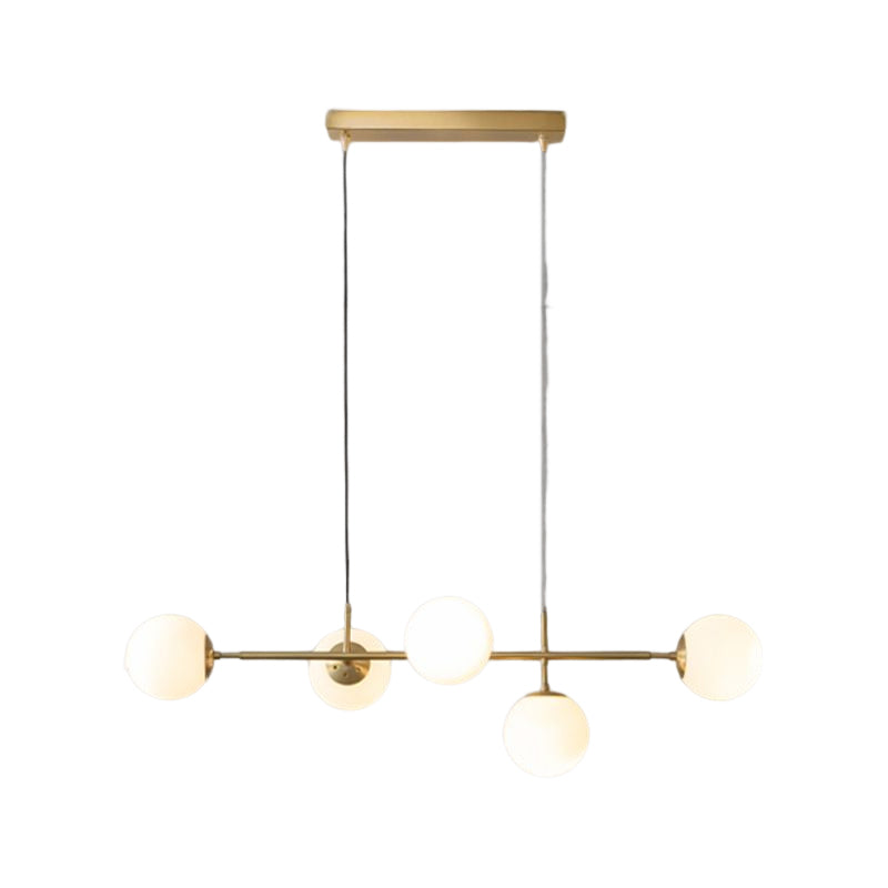 Modern Style Ball Shape Island Pendants Glass Pendant Lights in Gold for Dining Room