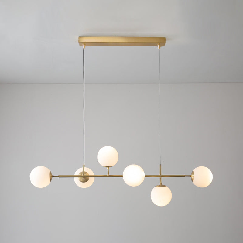 Modern Style Ball Shape Island Pendants Glass Pendant Lights in Gold for Dining Room
