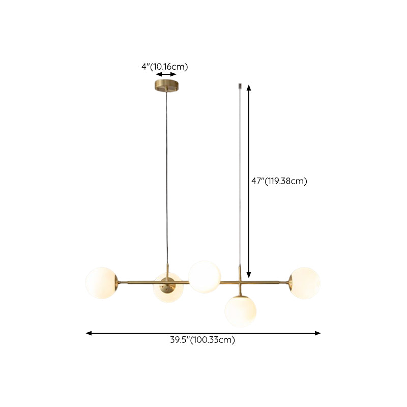Modern Style Ball Shape Island Pendants Glass Pendant Lights in Gold for Dining Room
