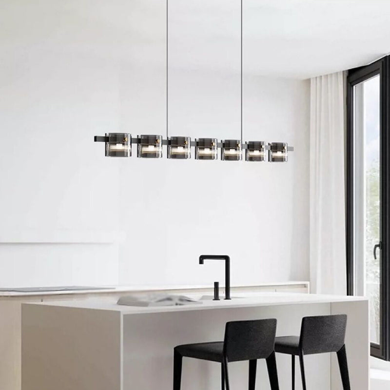 1 Light Chandelier Lighting Fixtures Modern Glass Hanging Lamp Kit in Black