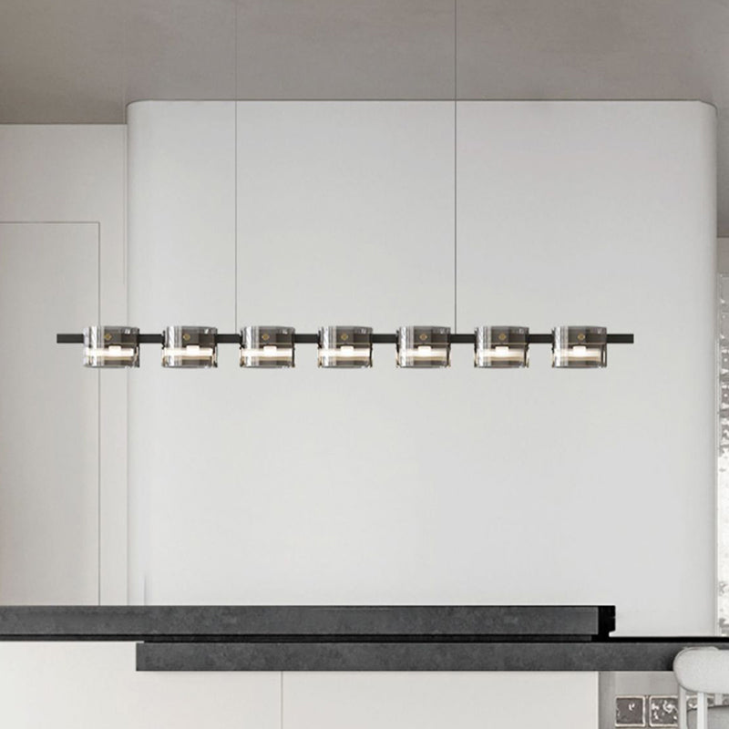 1 Light Chandelier Lighting Fixtures Modern Glass Hanging Lamp Kit in Black