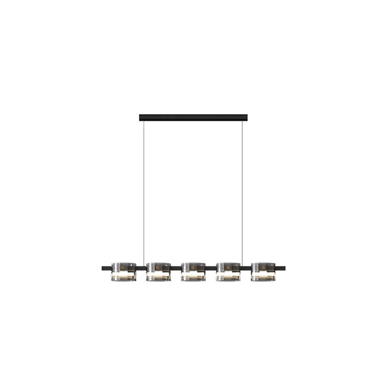 Modern Chandelier Lighting Fixtures Glass Hanging Lamp Kit in Black for Living Room