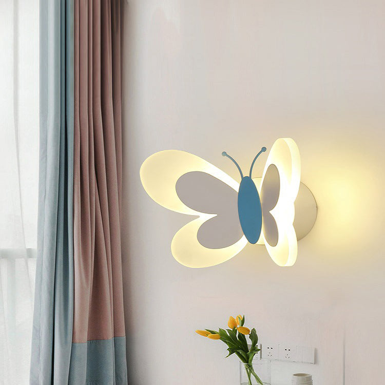 Pink/Blue Wall Light Contemporary Butterfly Lighting for Living Room