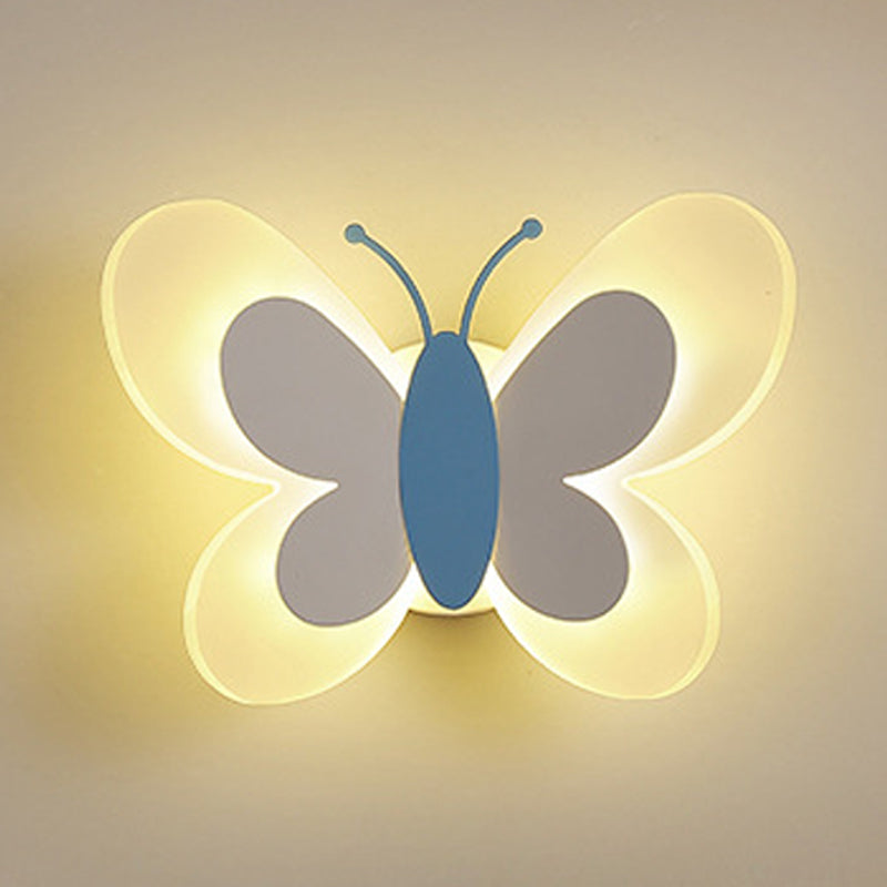 Pink/Blue Wall Light Contemporary Butterfly Lighting for Living Room