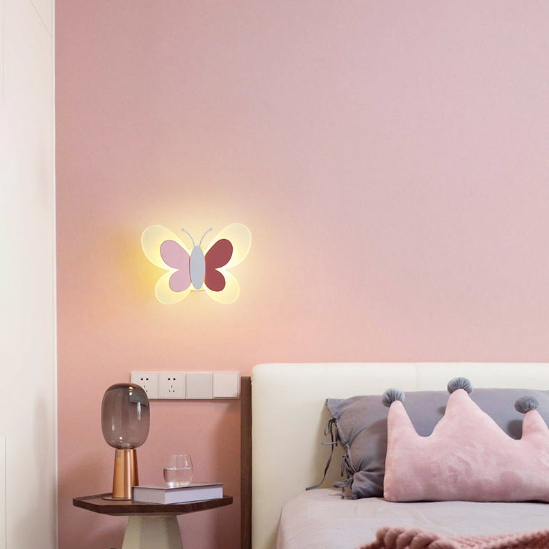 Pink/Blue Wall Light Contemporary Butterfly Lighting for Living Room