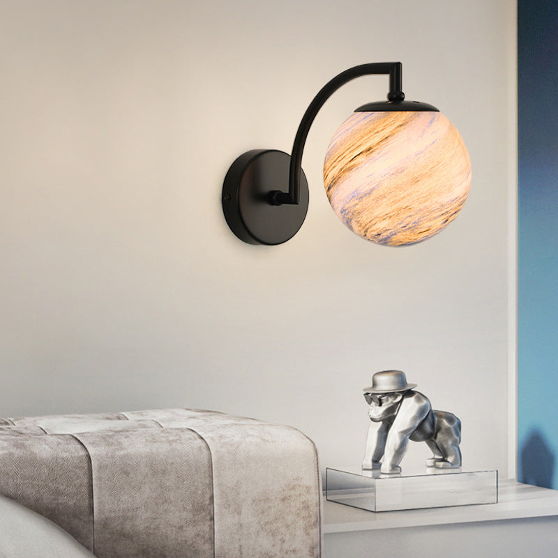 Contemporary Wall Sconce Globe Glass Wall Light Fixture for Bedroom