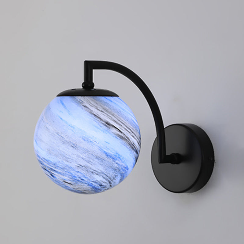 Contemporary Wall Sconce Globe Glass Wall Light Fixture for Bedroom
