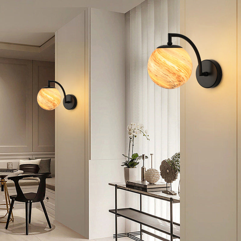 Contemporary Wall Sconce Globe Glass Wall Light Fixture for Bedroom