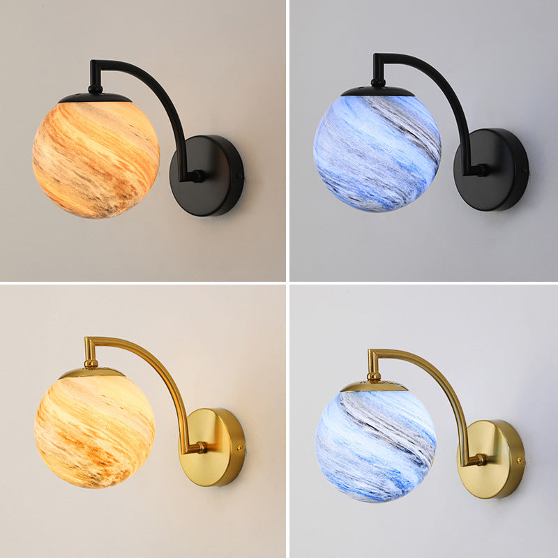 Contemporary Wall Sconce Globe Glass Wall Light Fixture for Bedroom