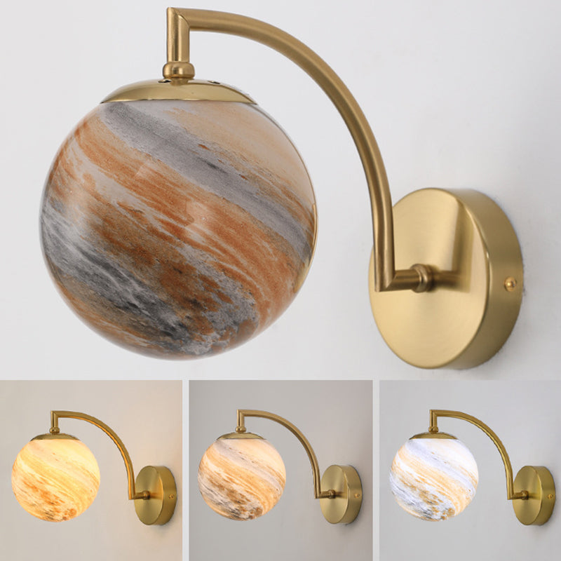 Contemporary Wall Sconce Globe Glass Wall Light Fixture for Bedroom
