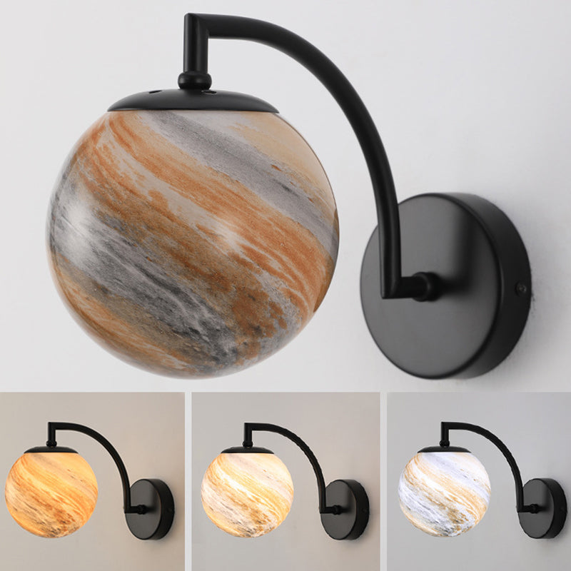 Contemporary Wall Sconce Globe Glass Wall Light Fixture for Bedroom