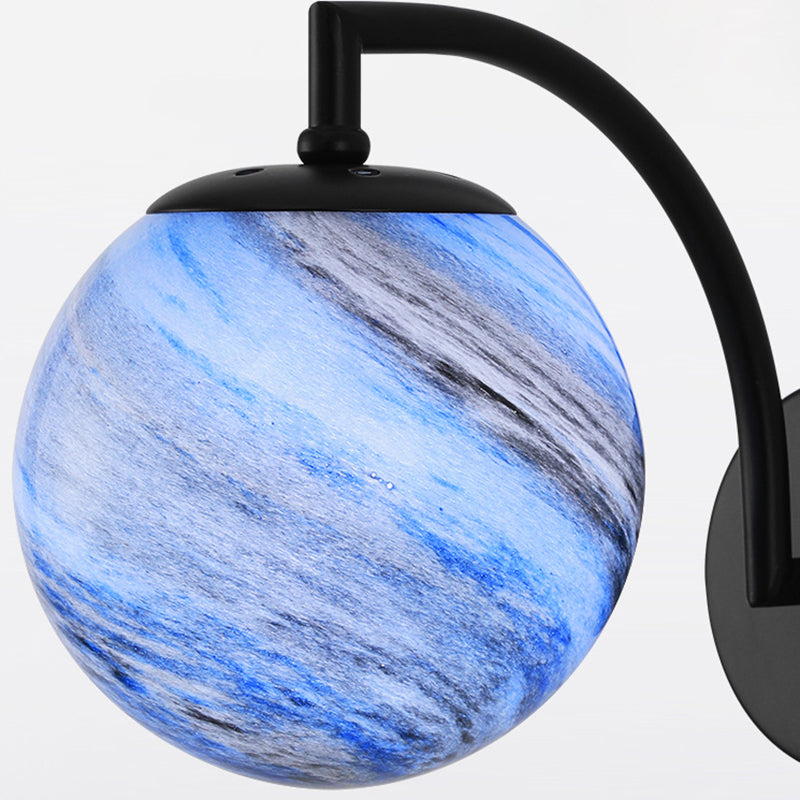 Contemporary Wall Sconce Globe Glass Wall Light Fixture for Bedroom
