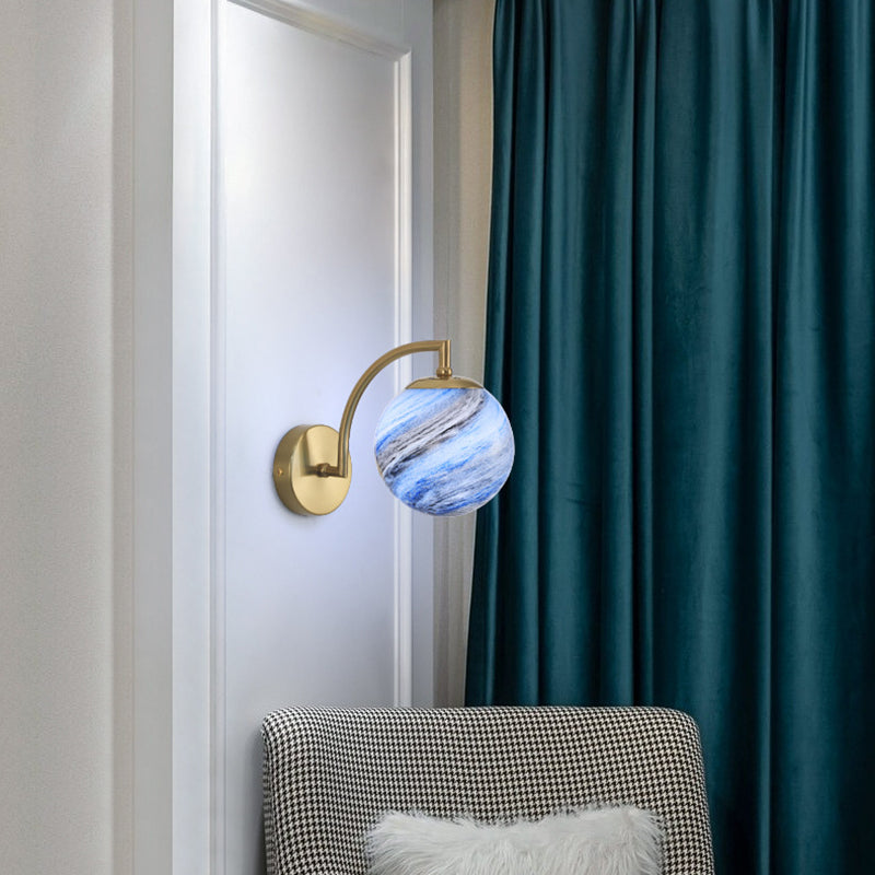 Contemporary Wall Sconce Globe Glass Wall Light Fixture for Bedroom