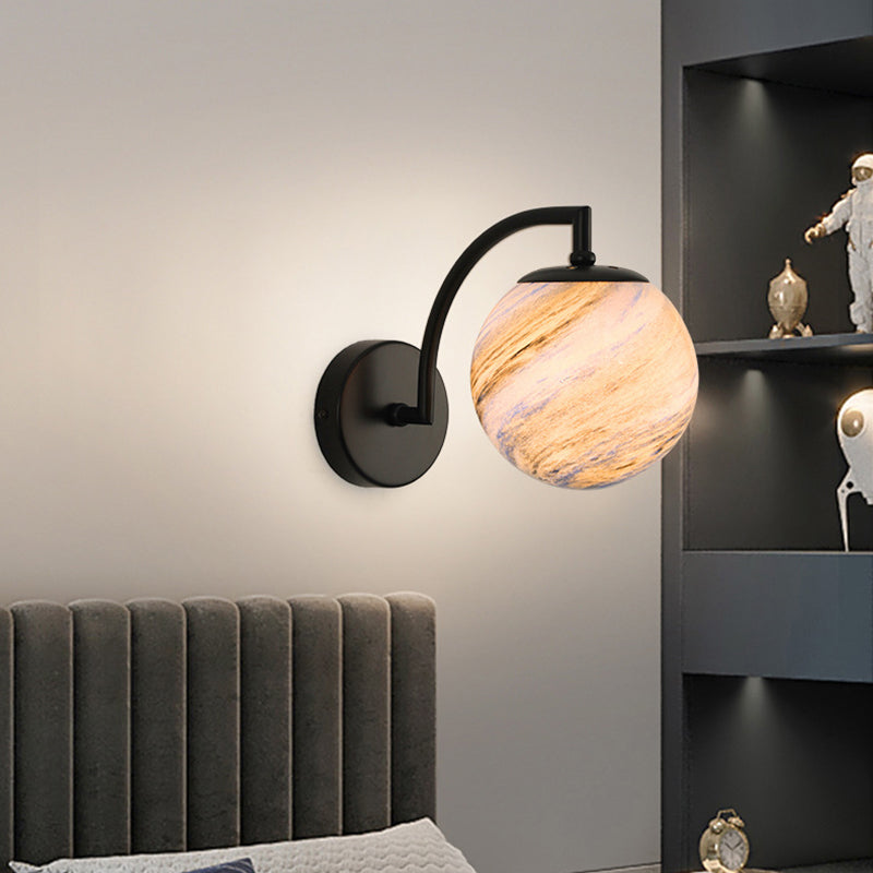 Contemporary Wall Sconce Globe Glass Wall Light Fixture for Bedroom