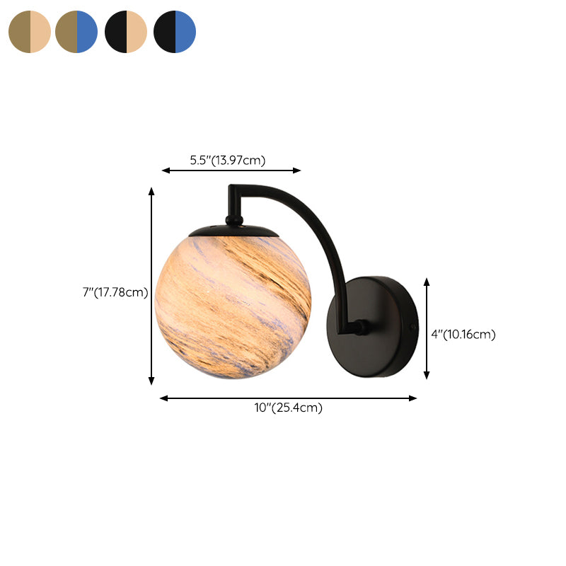Contemporary Wall Sconce Globe Glass Wall Light Fixture for Bedroom