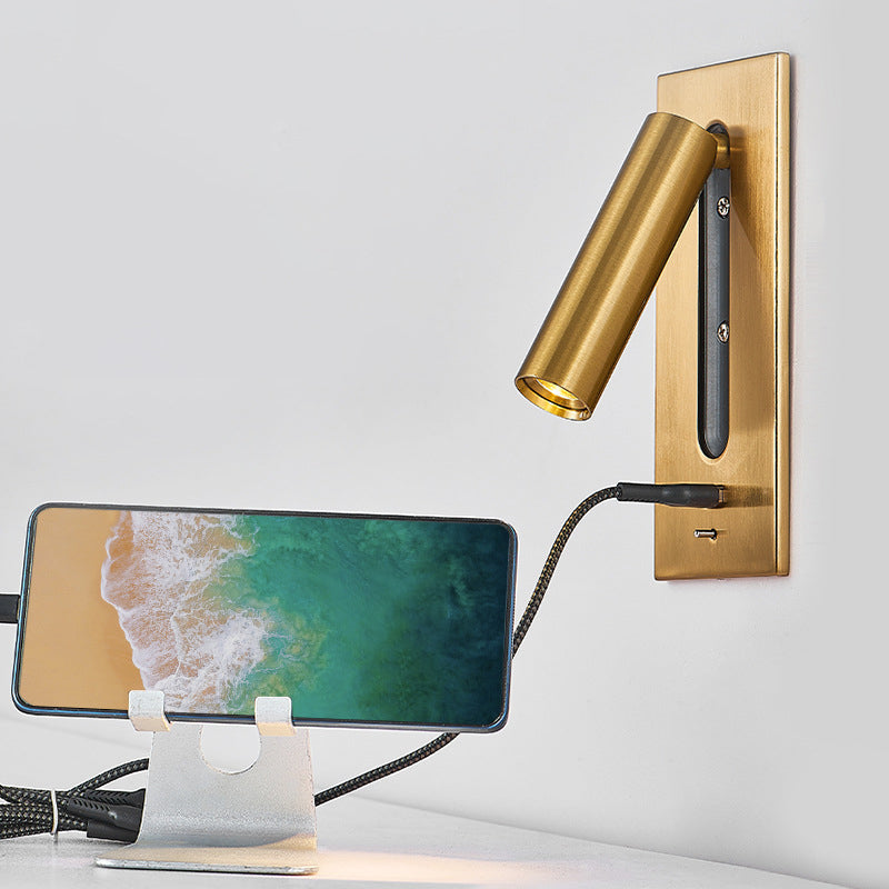 Simple Pivoting Wall Sconce Cylinder Reading Wall Light for Bedroom