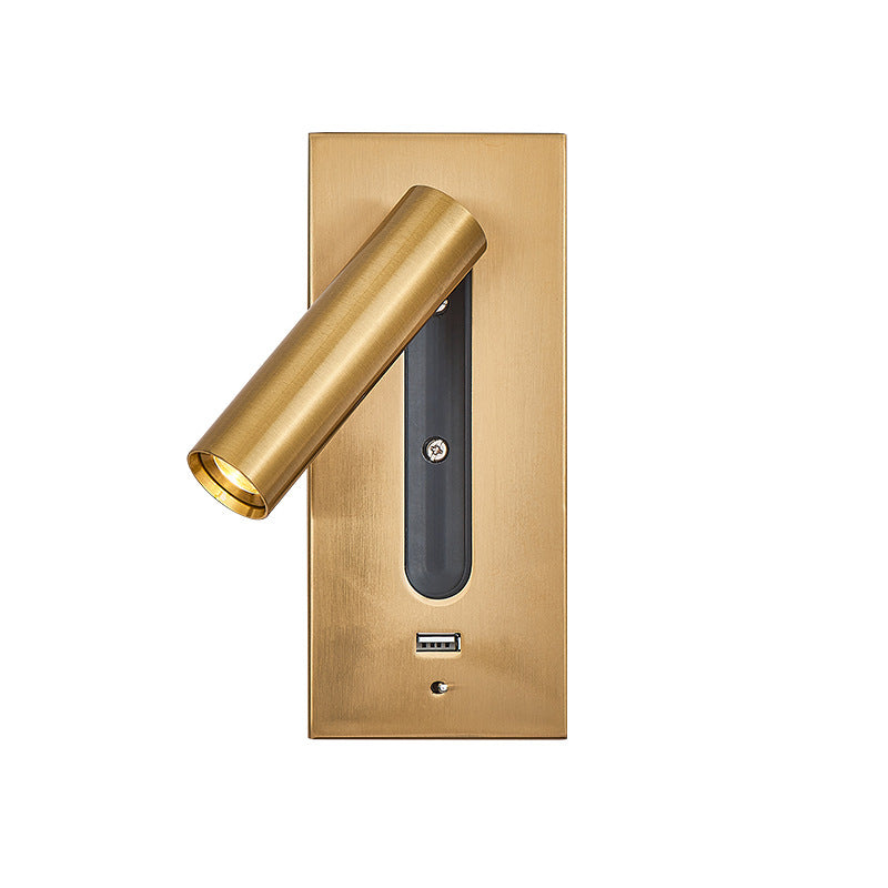 Simple Pivoting Wall Sconce Cylinder Reading Wall Light for Bedroom