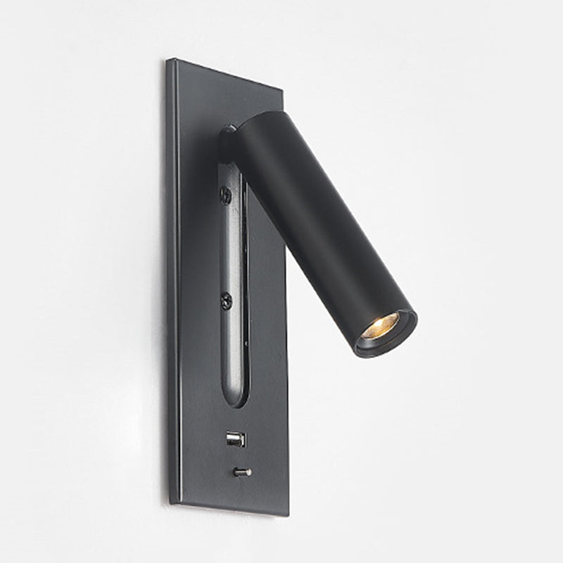 Simple Pivoting Wall Sconce Cylinder Reading Wall Light for Bedroom