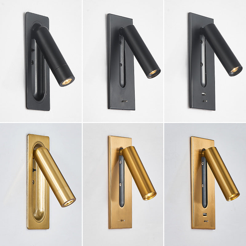 Simple Pivoting Wall Sconce Cylinder Reading Wall Light for Bedroom